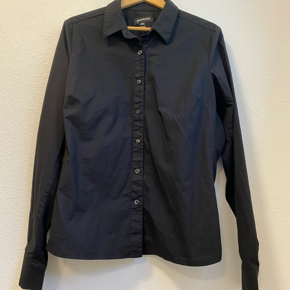 Betabrand Work It Button Up Dress Shirt Blouse